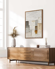 Wall Art Minimalist Cityscape Impasto Neutral - Neutralighting