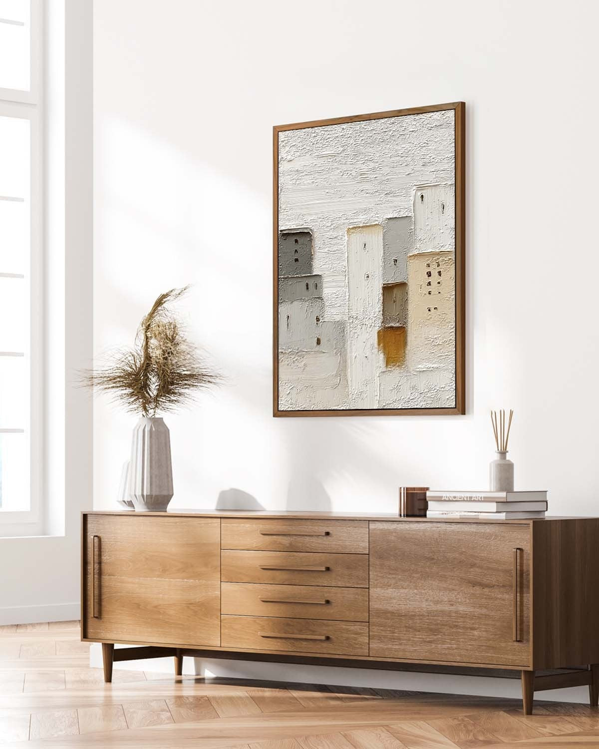 Wall Art Minimalist Cityscape Impasto Neutral - Neutralighting