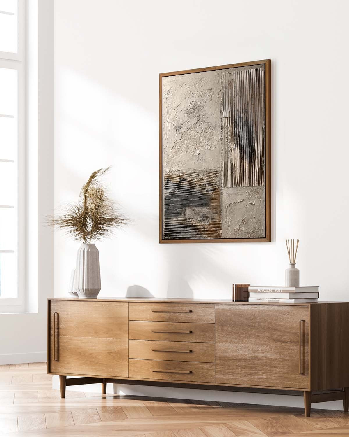 Wall Art Minimalist Textured Quadrant - Neutralighting