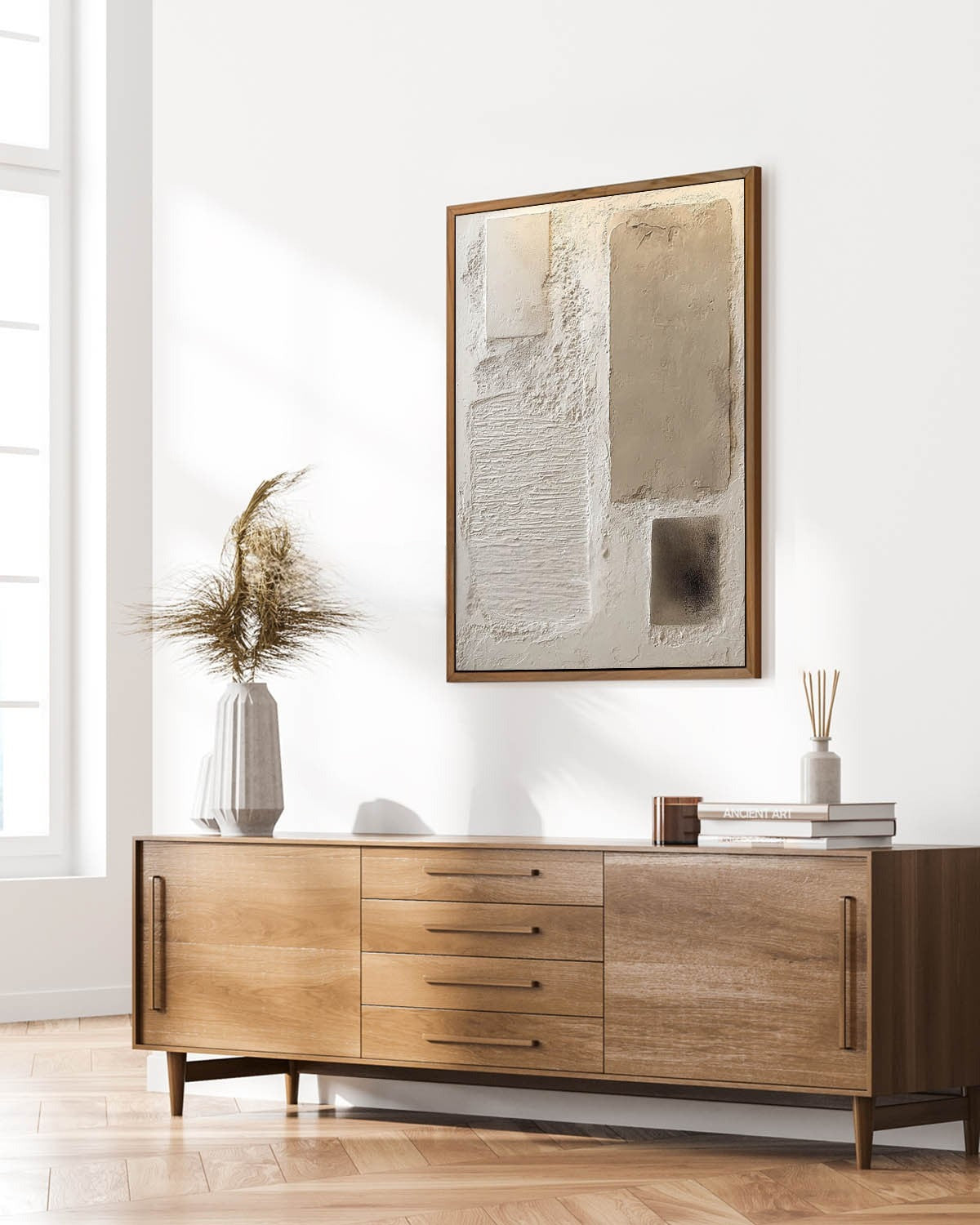 Wall Art Serene Textured Neutral Plaster Blocks - Neutralighting