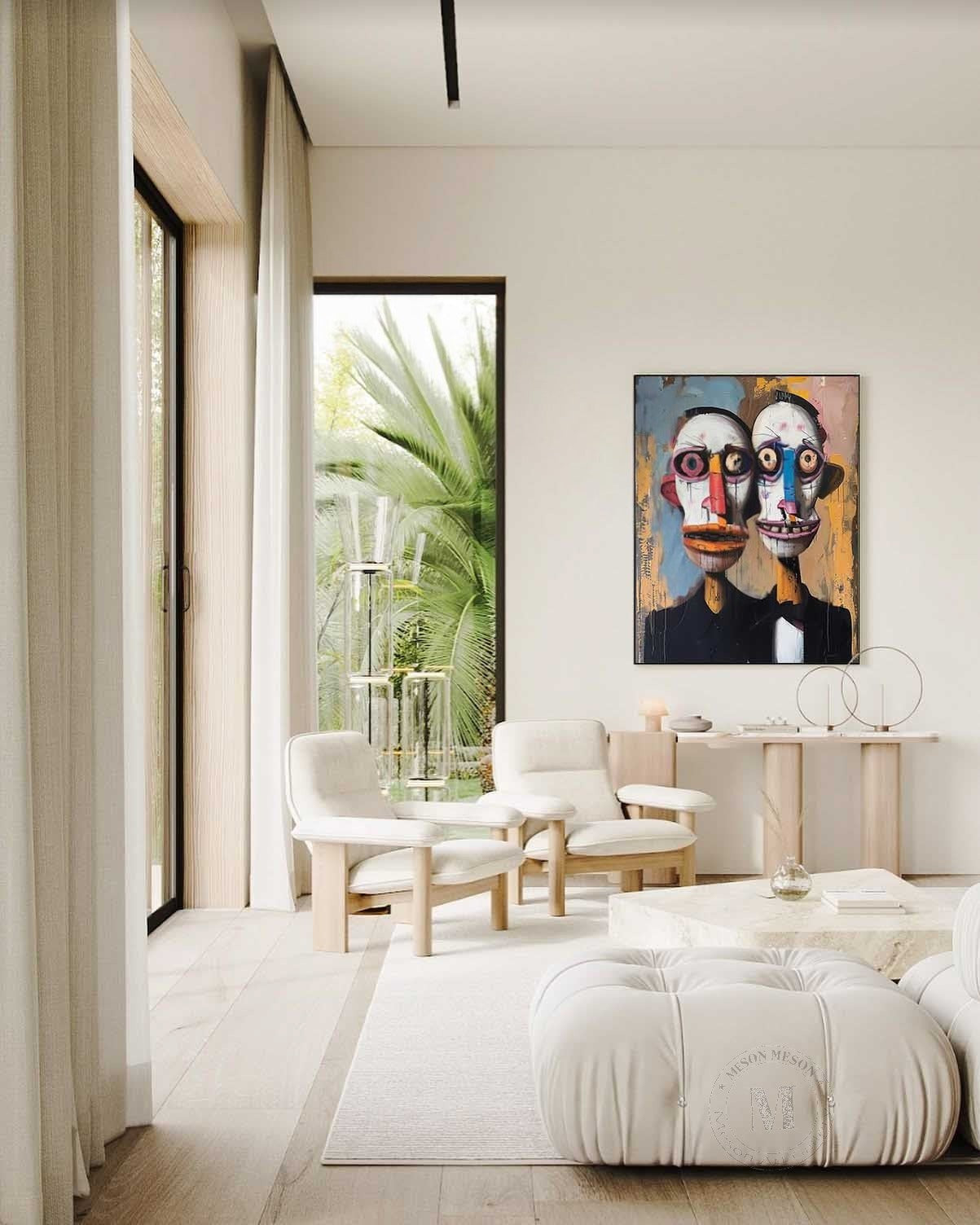Wall Art Vertical Abstract Expressionist - Neutralighting