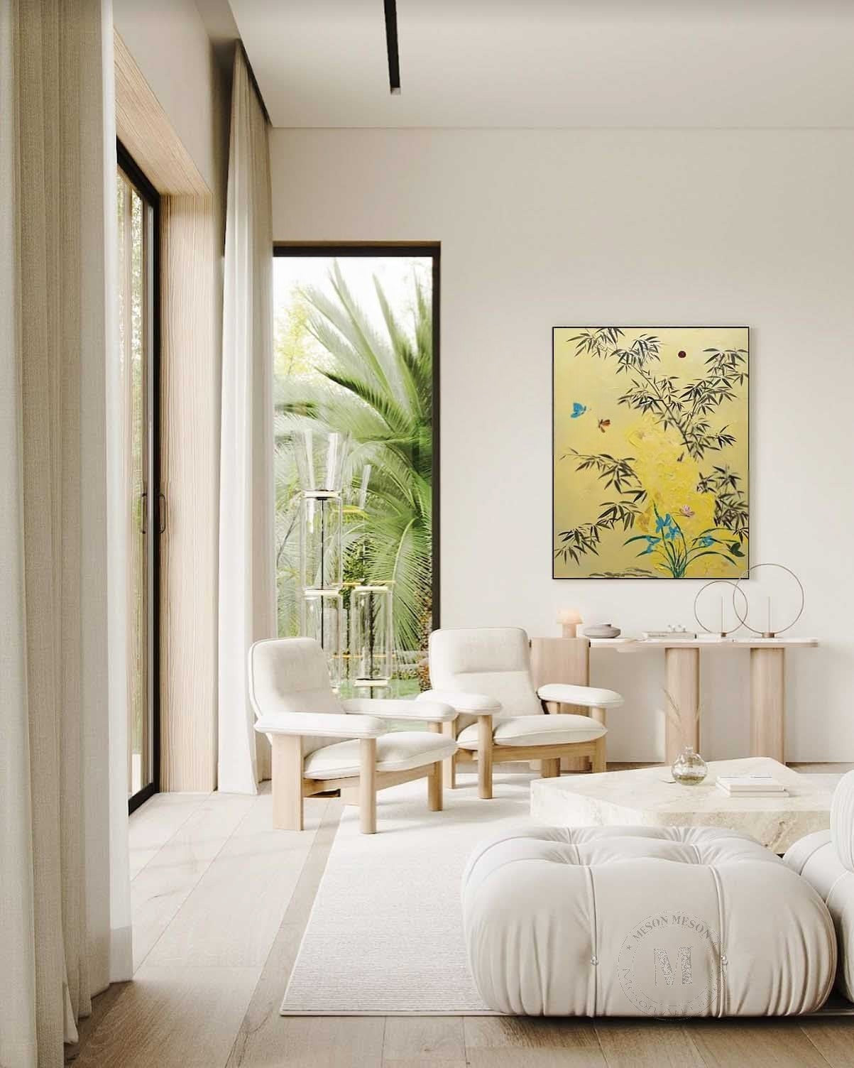 Wall Art Oriental Bamboo Butterfly - Neutralighting