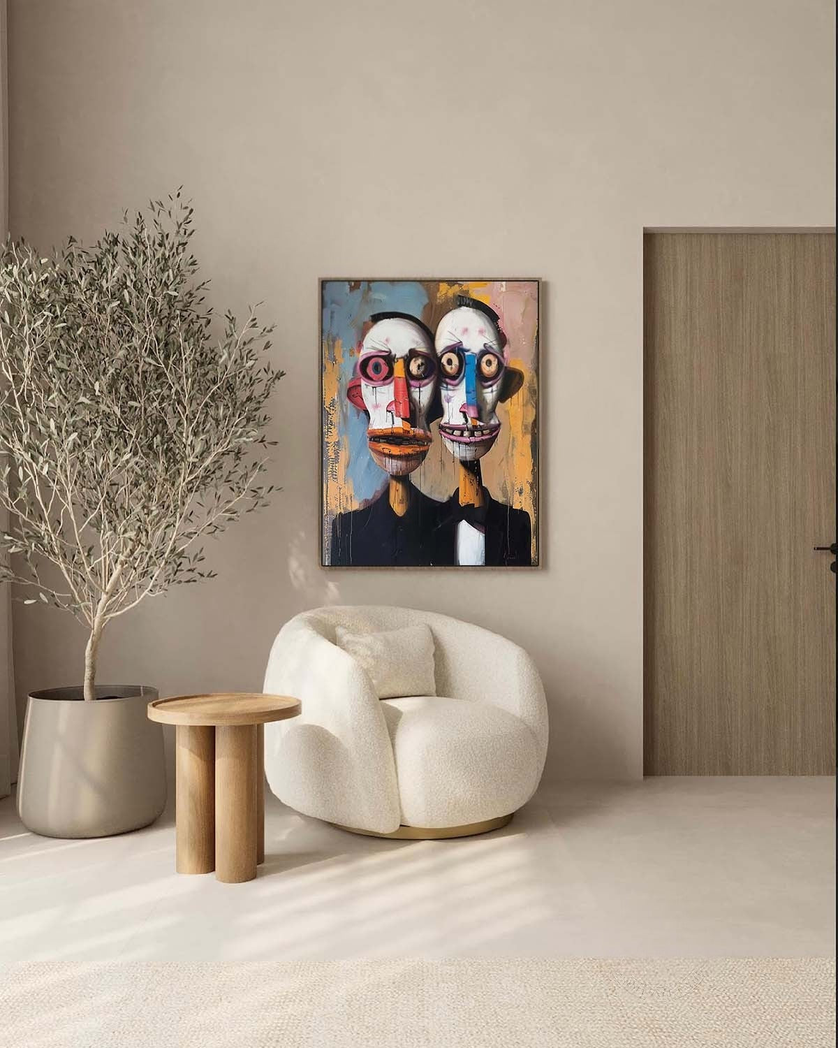 Wall Art Vertical Abstract Expressionist - Neutralighting