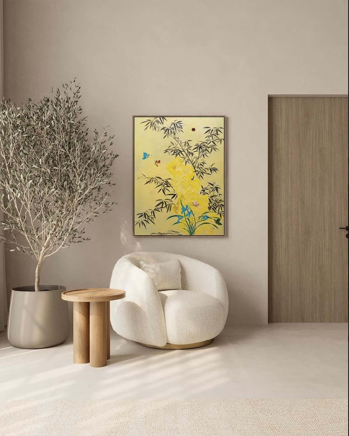 Wall Art Oriental Bamboo Butterfly - Neutralighting