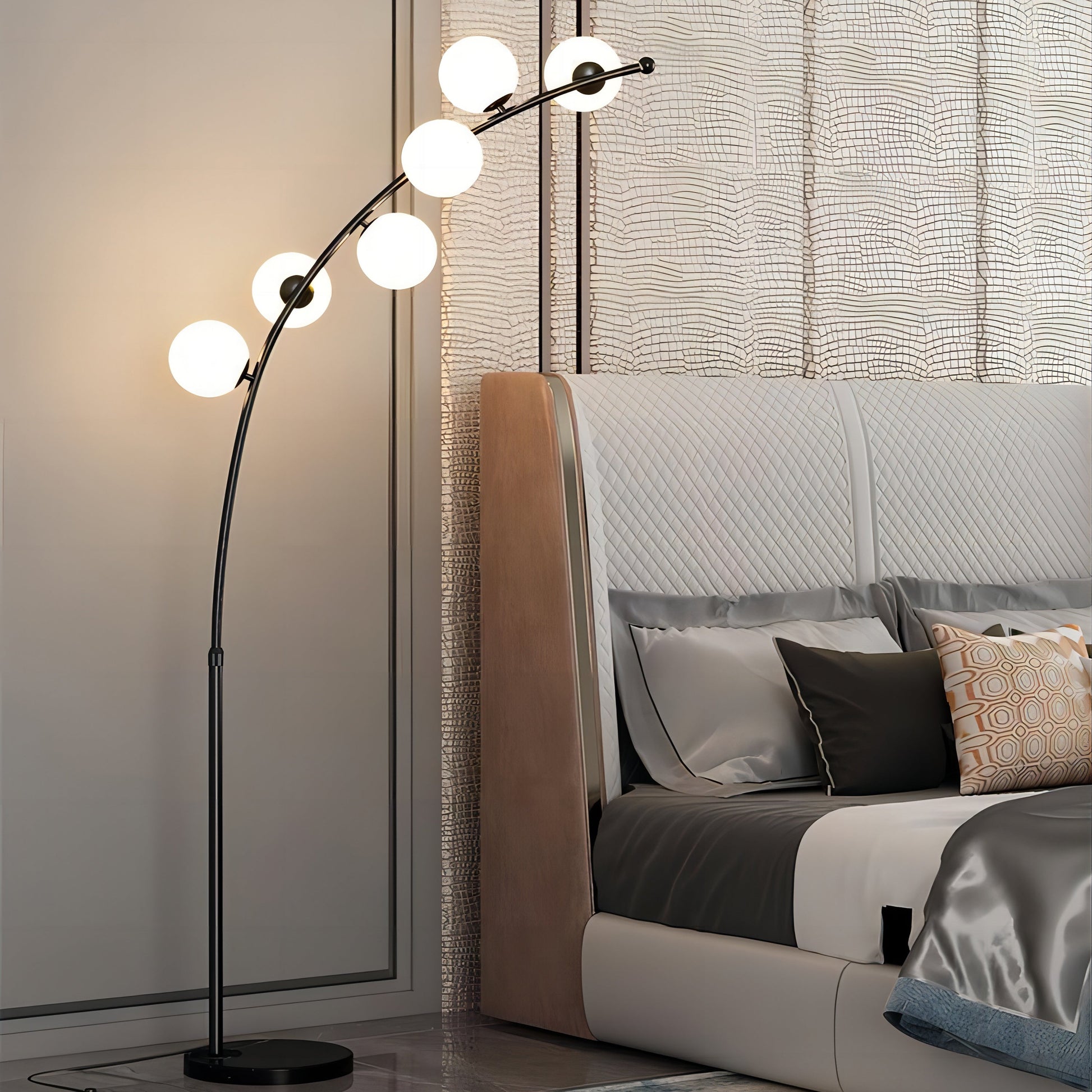 Valentina Modern Arc Multi Head Bubble Floor Lamp Black/Gold - Neutral Decor