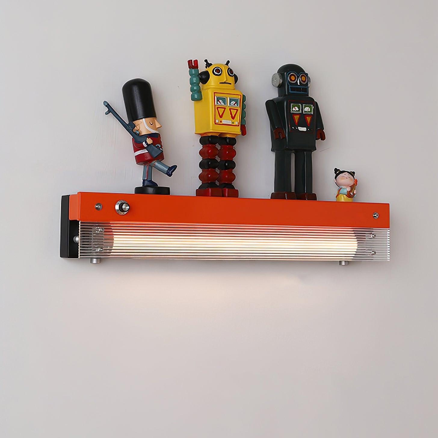 The Totem Wall Lamp illuminating a dark hallway.