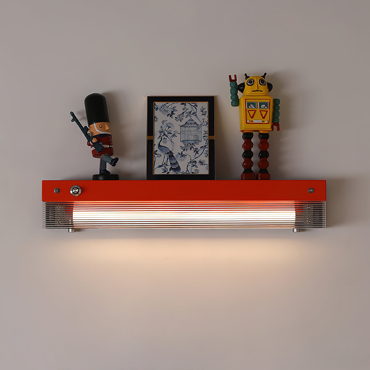 Totem Wall Lamp in a bedroom setting above a nightstand.