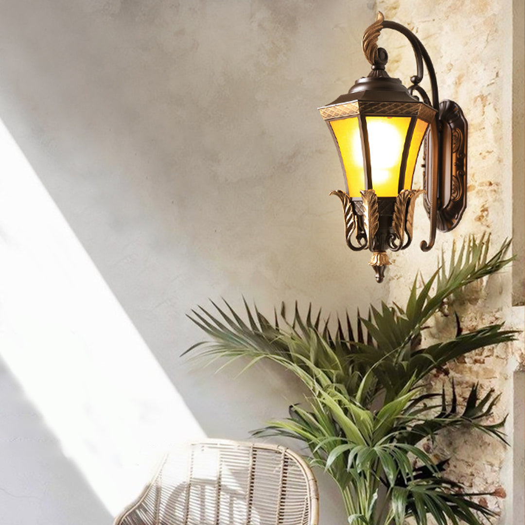 Nadiny European-Style Copper Glass Outdoor Wall Sconce