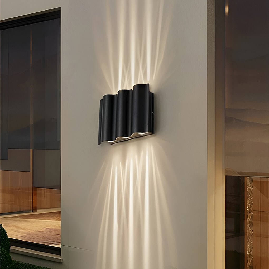 Ethanael Arc Wave Cool Glass Outdoor Wall Mounted Lights