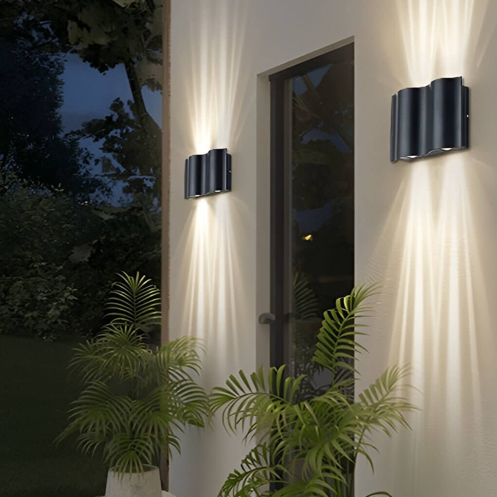 Ethanael Arc Wave Cool Glass Outdoor Wall Mounted Lights