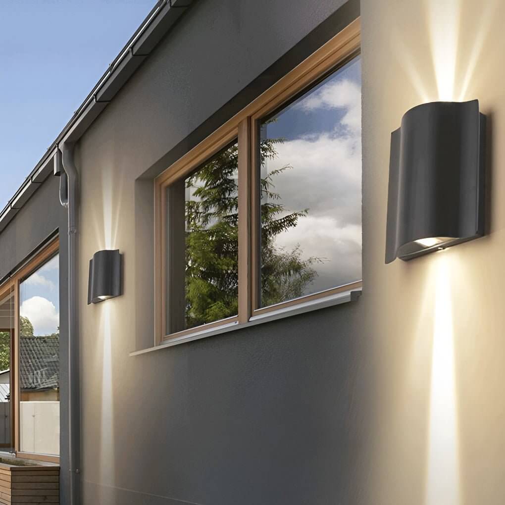 Ethanael Arc Wave Cool Glass Outdoor Wall Mounted Lights