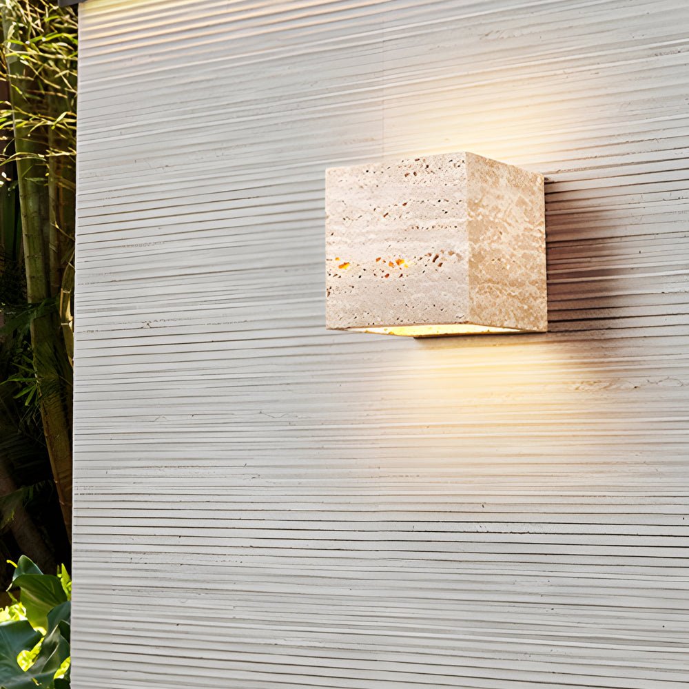 Lighth Wabi-Sabi Yellow Travertine Outdoor Wall Sconce