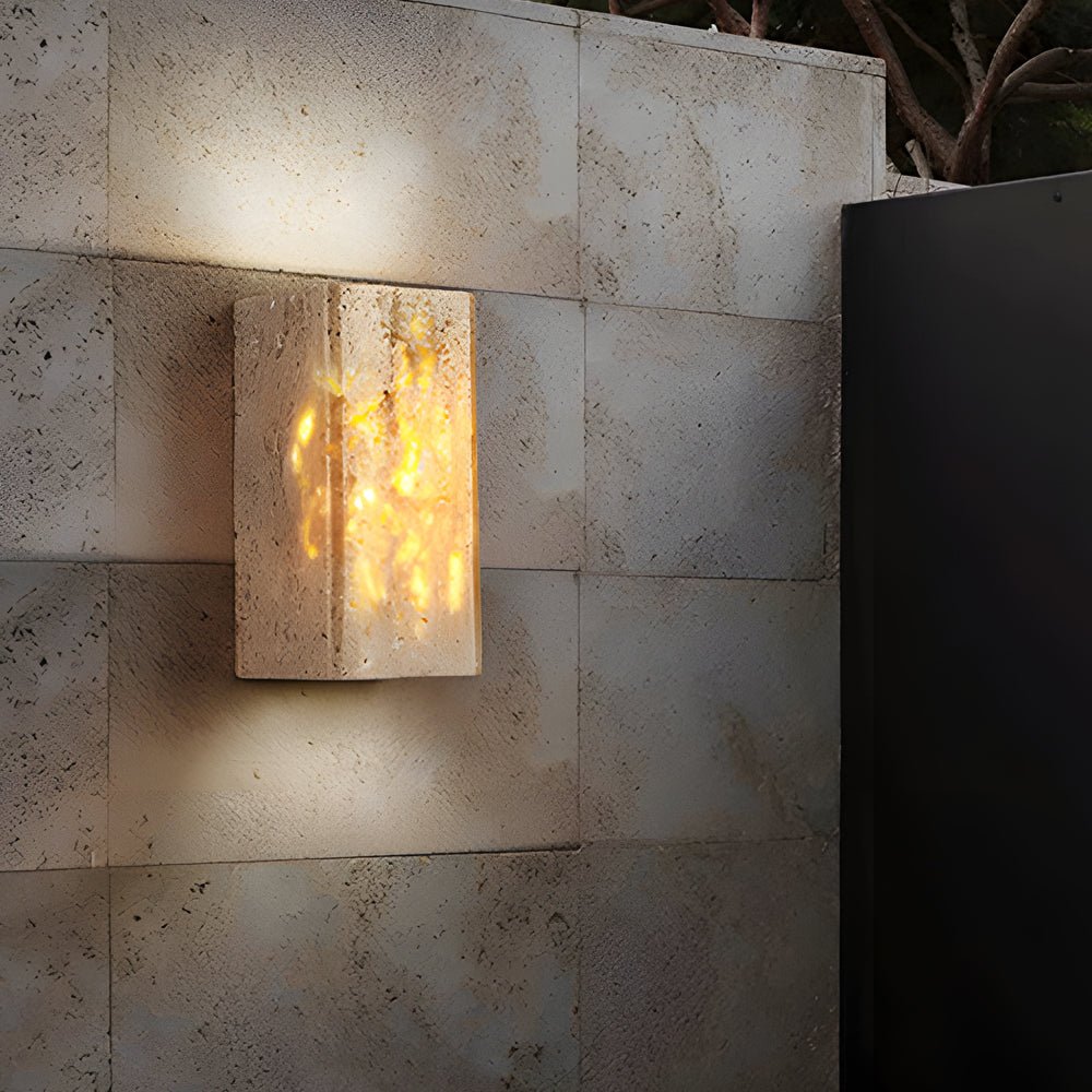 Lighth Wabi-Sabi Yellow Travertine Outdoor Wall Sconce