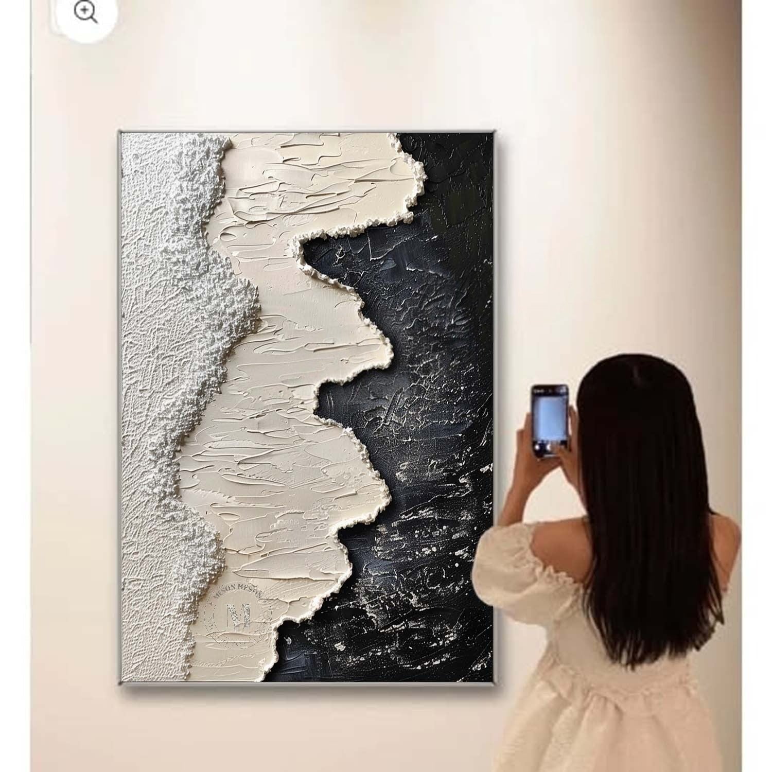 Wall Art Monochrome Wave Painting - Neutralighting
