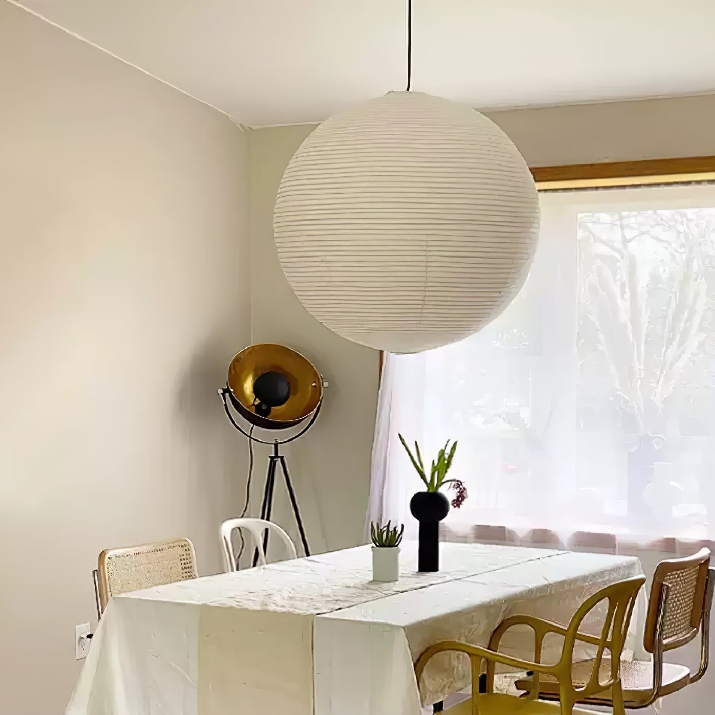 Noveno Pendant Lamp Bamboo Washi Paper Round-Neutral Decor