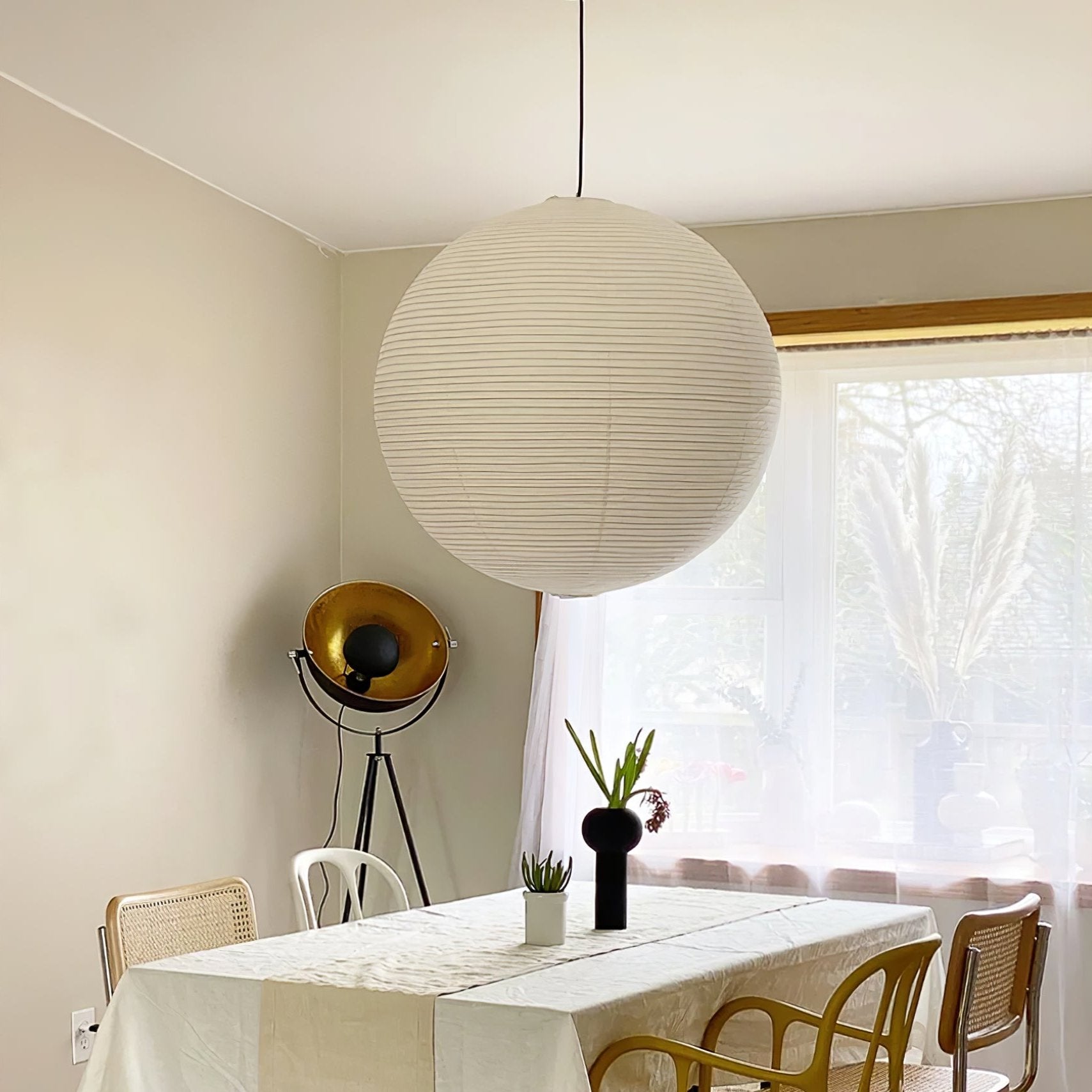 Noveno Pendant Lamp Bamboo Washi Paper Round-Neutral Decor