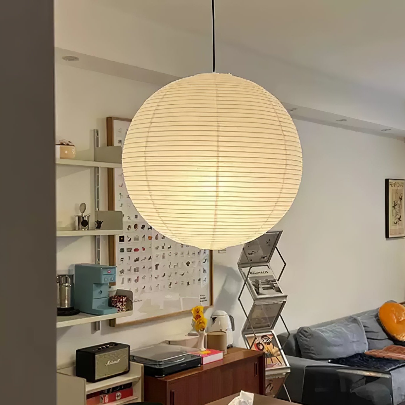 Noveno Pendant Lamp Bamboo Washi Paper Round-Neutral Decor