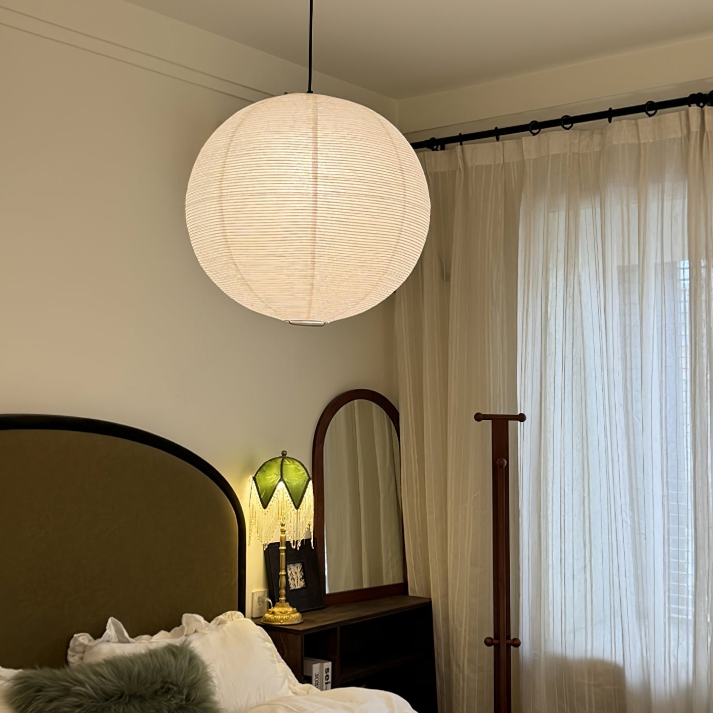 Noveno Pendant Lamp Bamboo Washi Paper Round-Neutral Decor