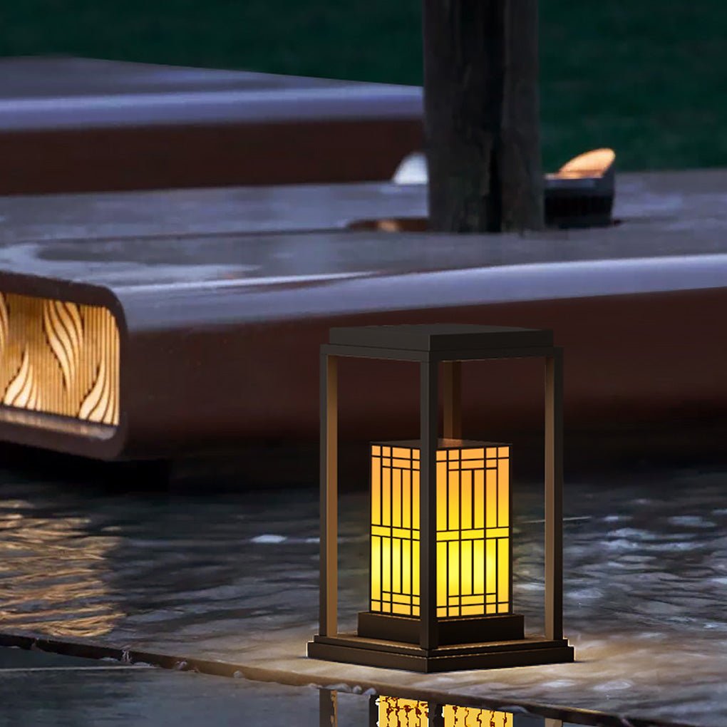 Wyatt Traditional Asian Lampshade Marble Outdoor Light