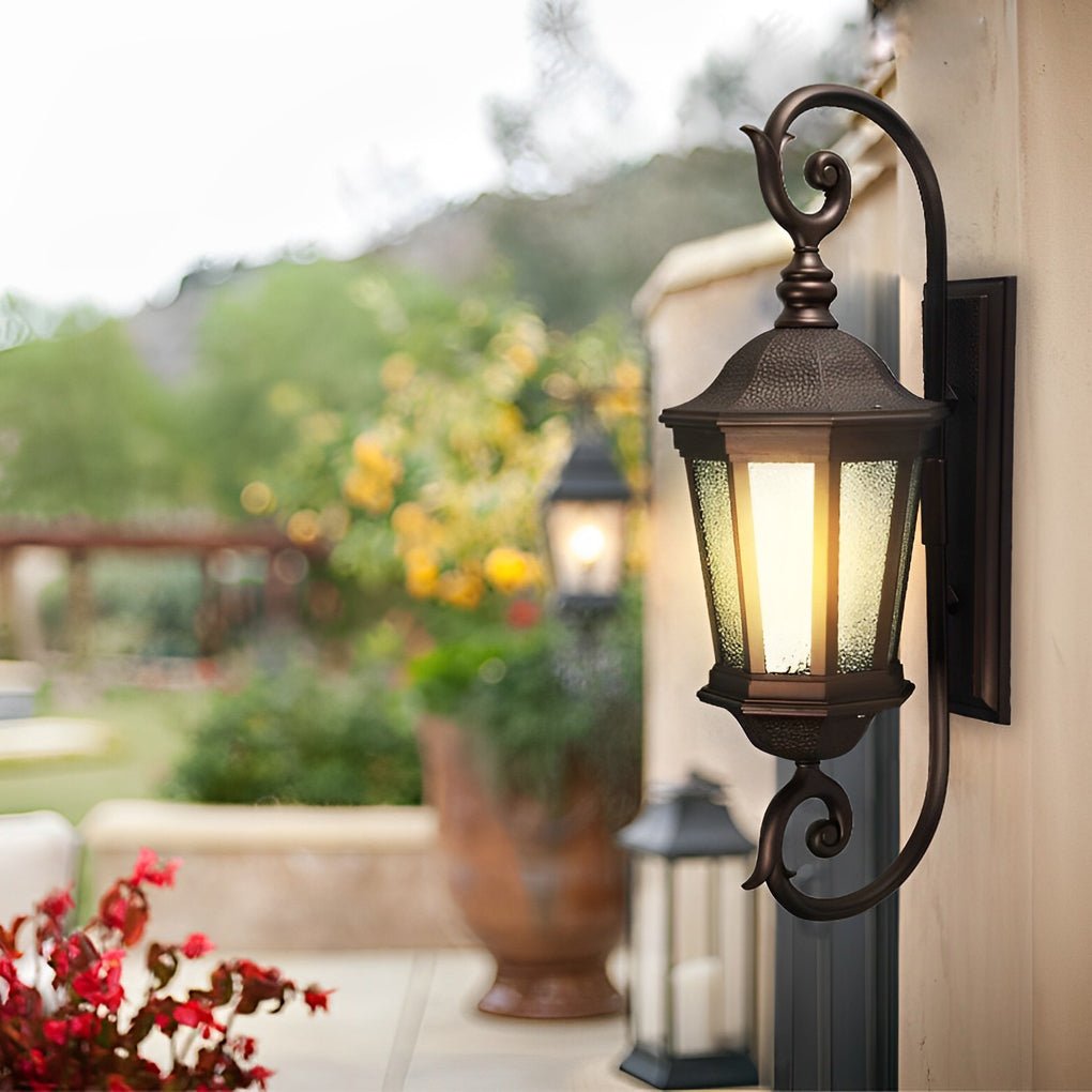 Quinlan Retro Shade European Glass Outdoor Wall Lights