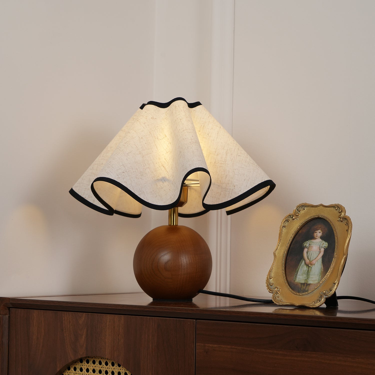 Kalion Wood Fabric Table Lamp-Neutral Decor