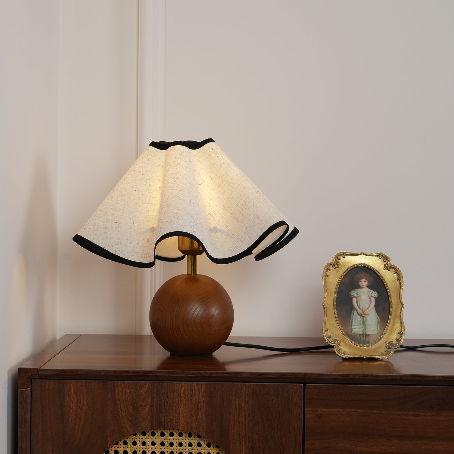 Kalion Wood Fabric Table Lamp-Neutral Decor