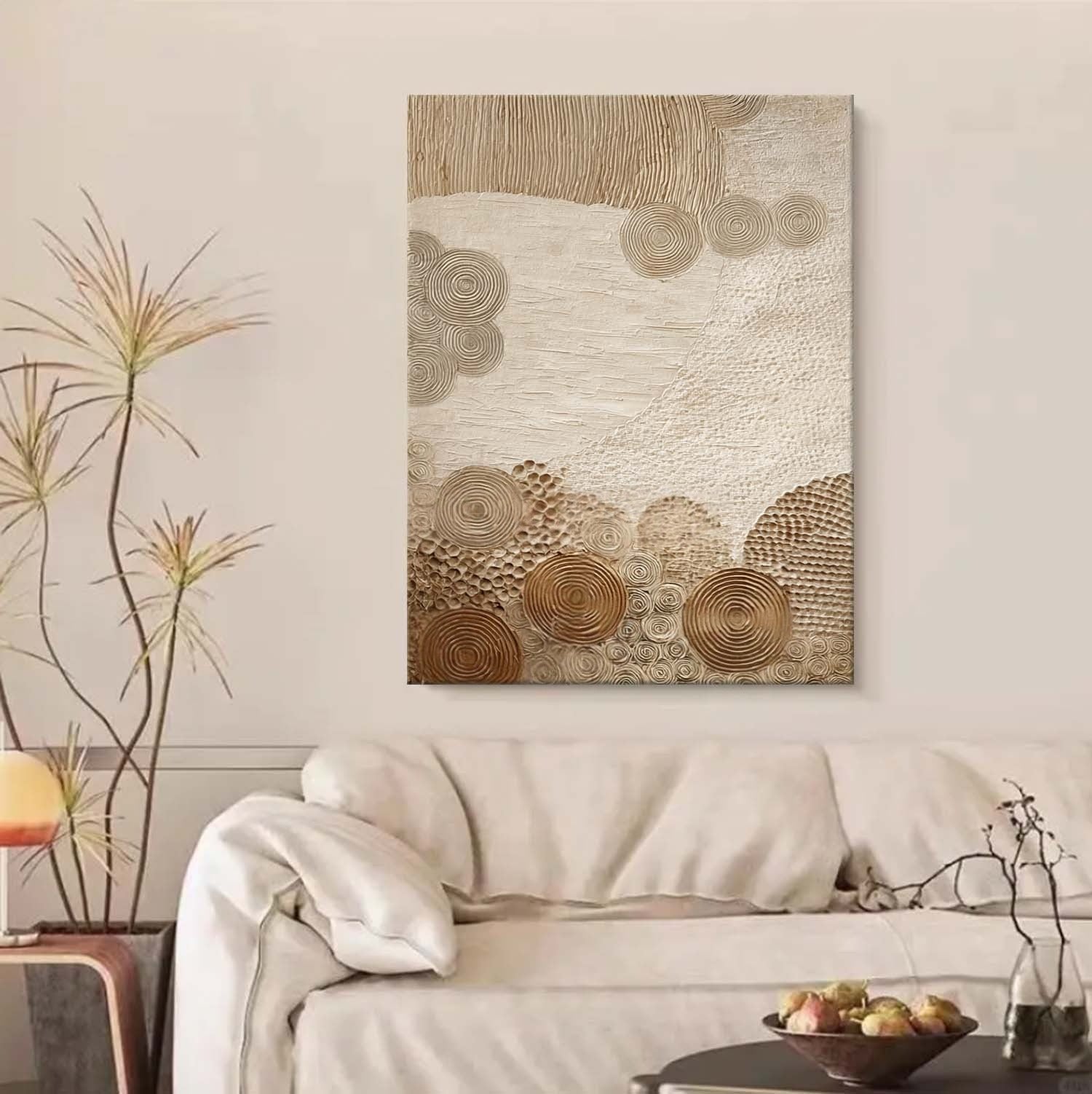 Wall Art Organic Flow Texture Bohemian Painting - Neutralighting