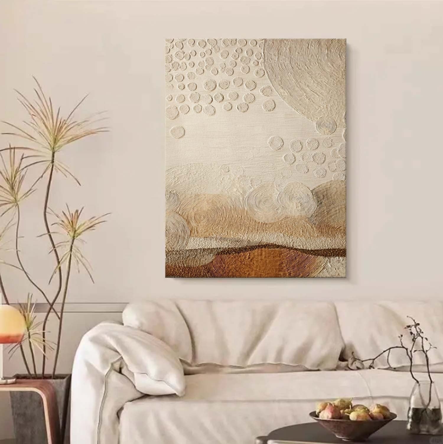 Wall Art Raised Dot Circle Texture Bohemian - Neutralighting