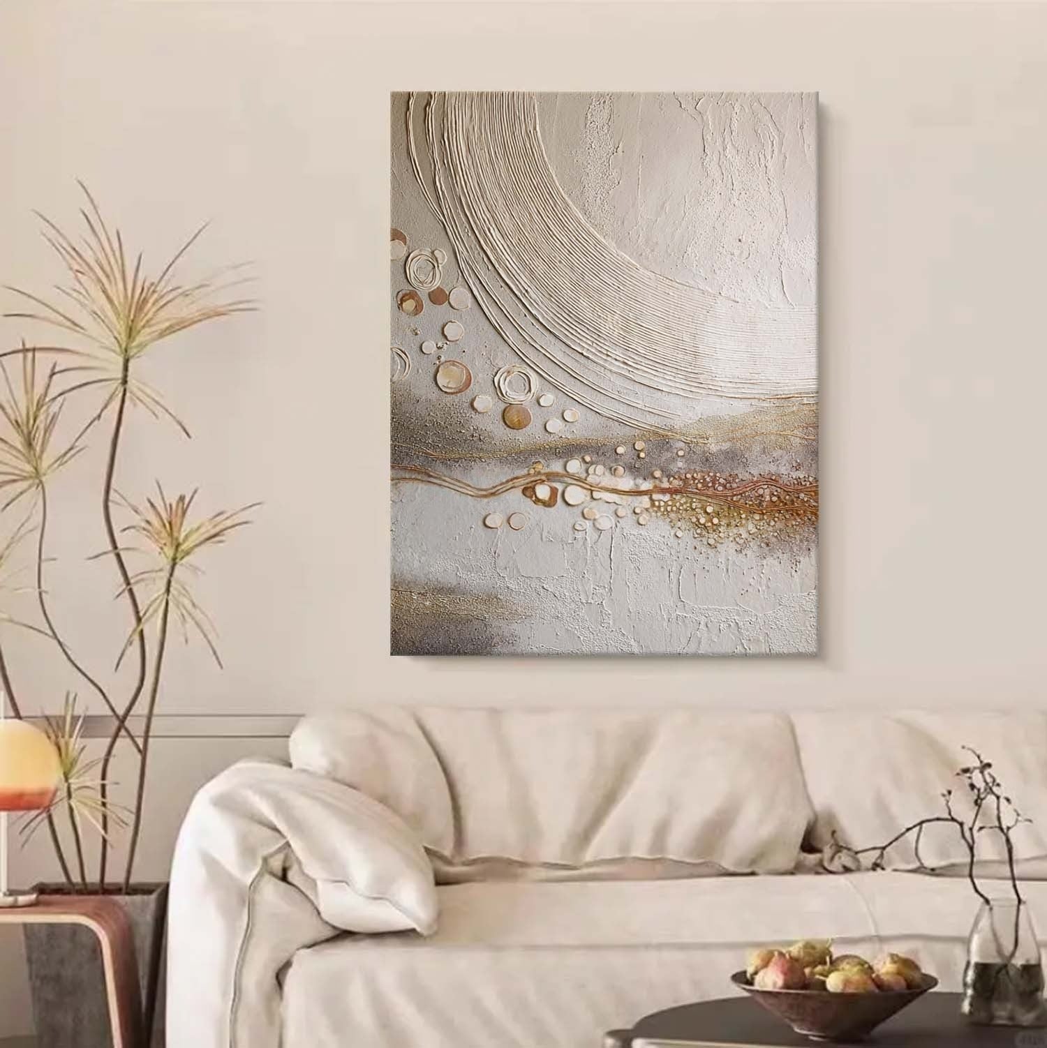 Wall Art Neutral Circle Abstract Minimalist - Neutralighting