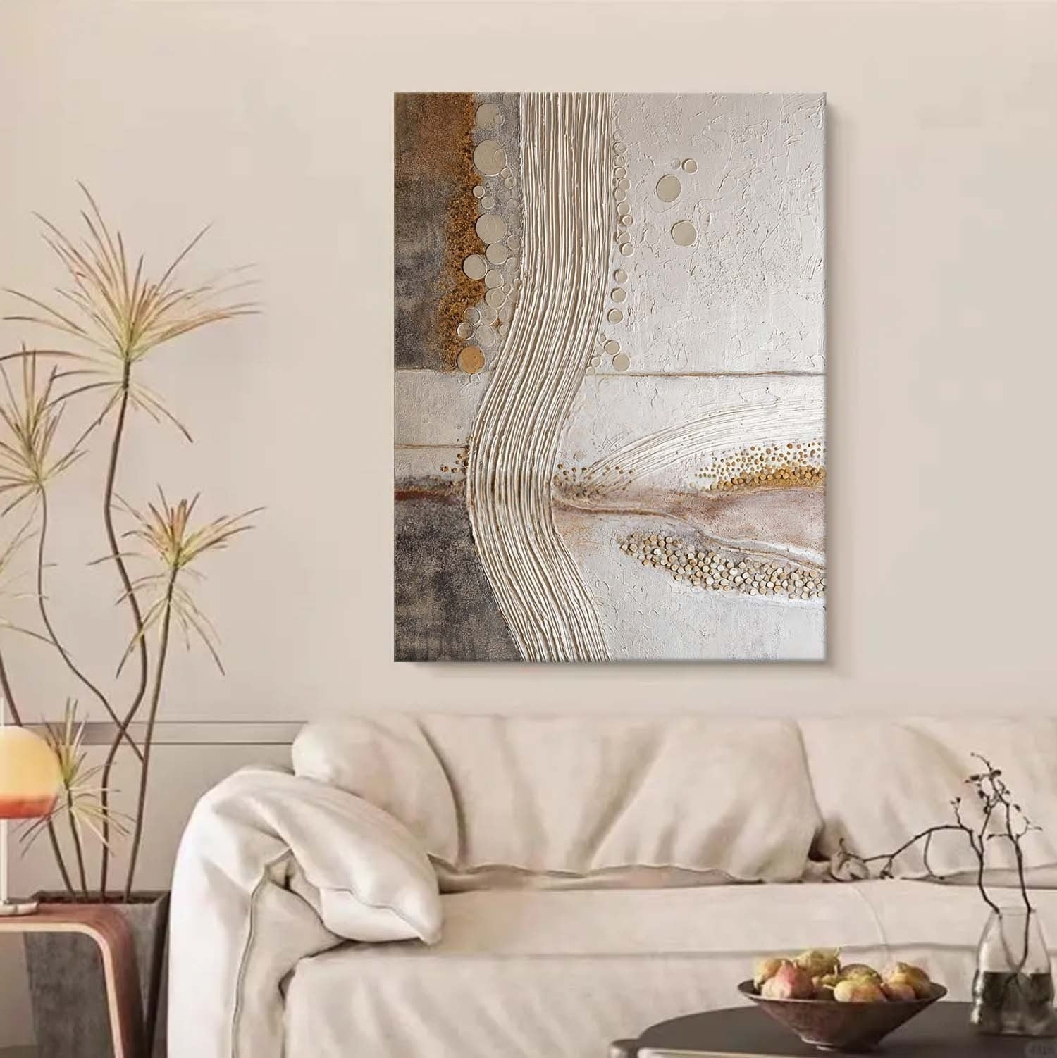 Wall Art River Stone Abstract Neutral - Neutralighting