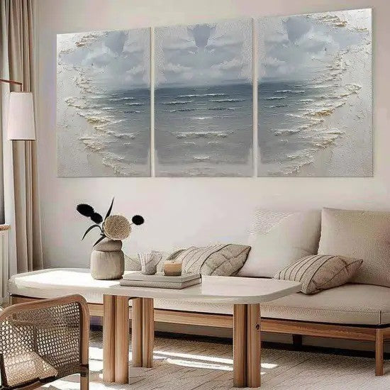 Wall Art Abstract Seascape 3-Piece Coastal - Neutralighting