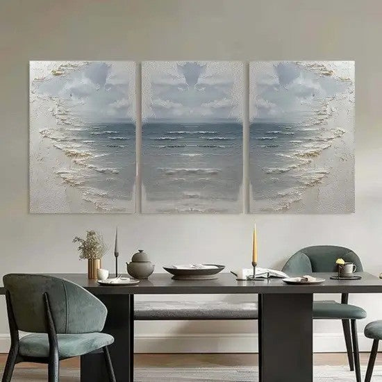 Wall Art Abstract Seascape 3-Piece Coastal - Neutralighting