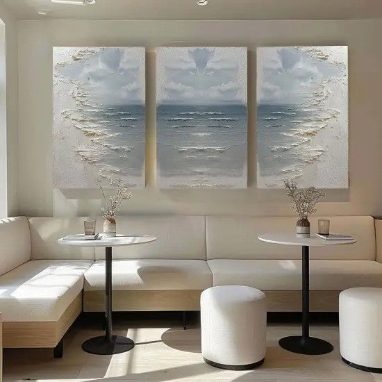 Wall Art Abstract Seascape 3-Piece Coastal - Neutralighting