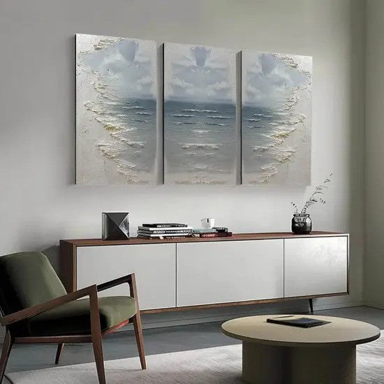 Wall Art Abstract Seascape 3-Piece Coastal - Neutralighting