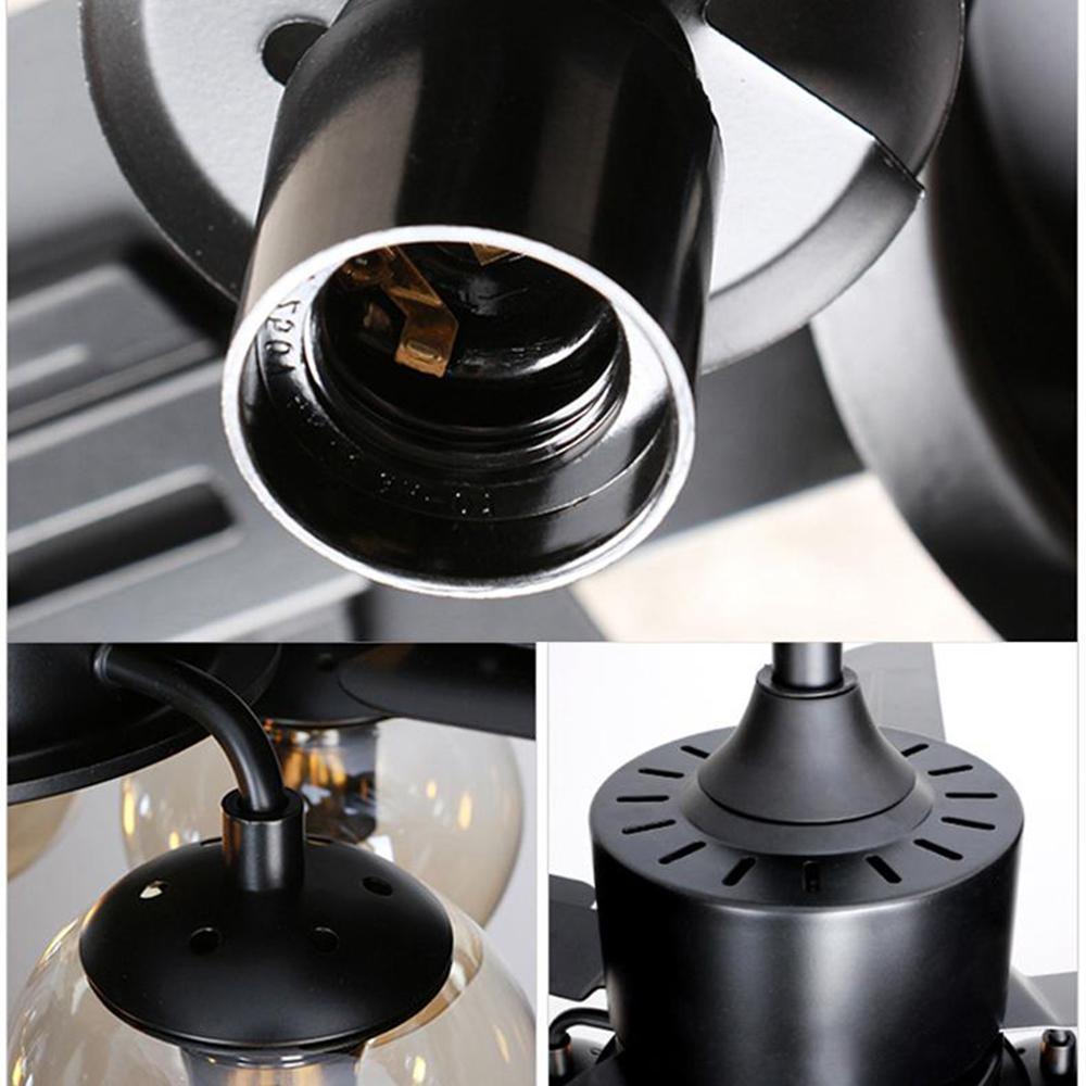 Zazoren Vintage Black Glass Ceiling Fan Light-Neutral Decor