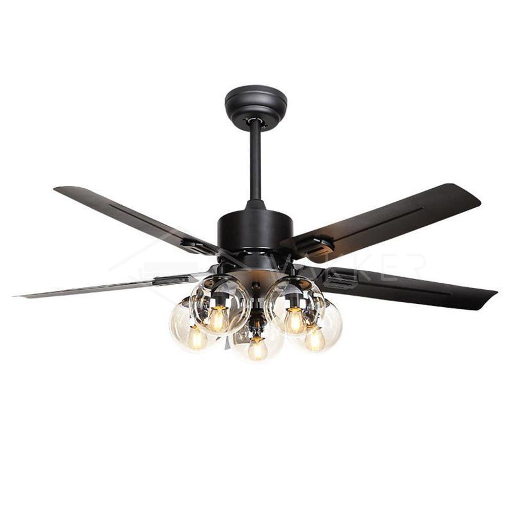 Zazoren Vintage Black Glass Ceiling Fan Light-Neutral Decor