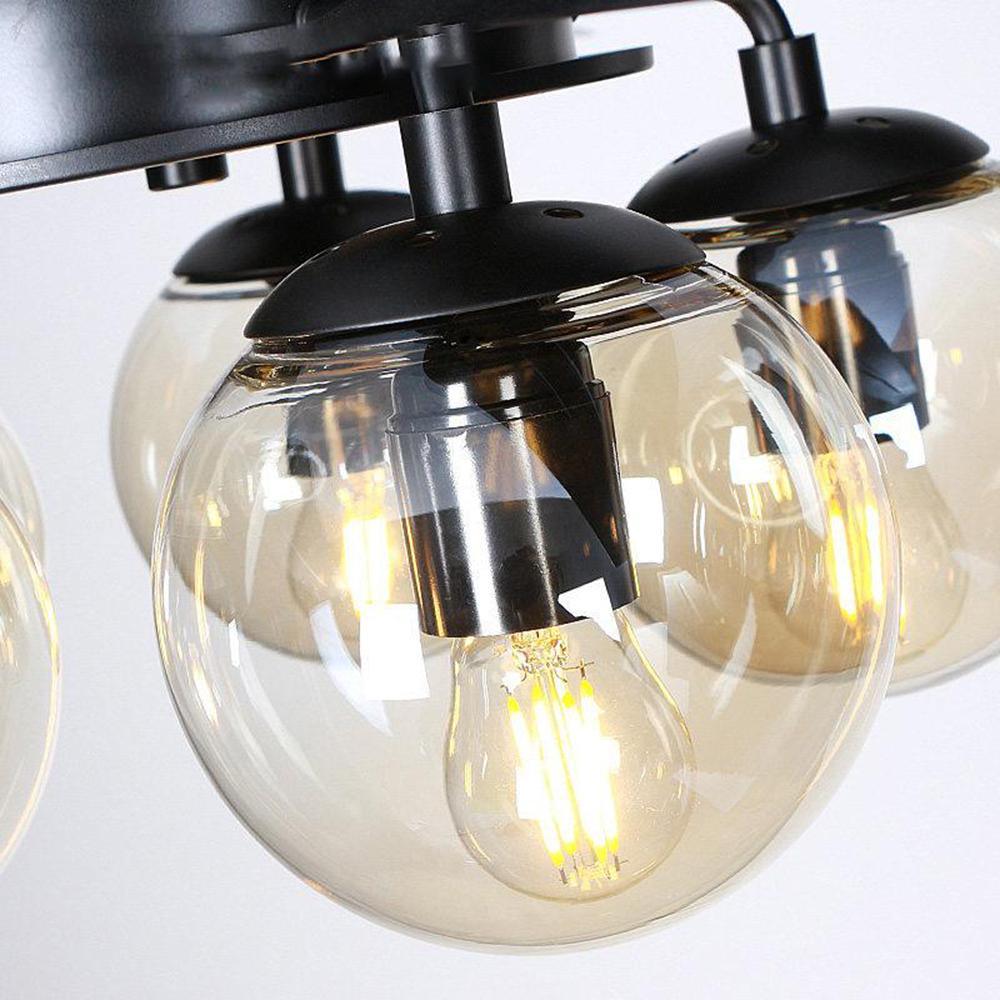 Zazoren Vintage Black Glass Ceiling Fan Light-Neutral Decor