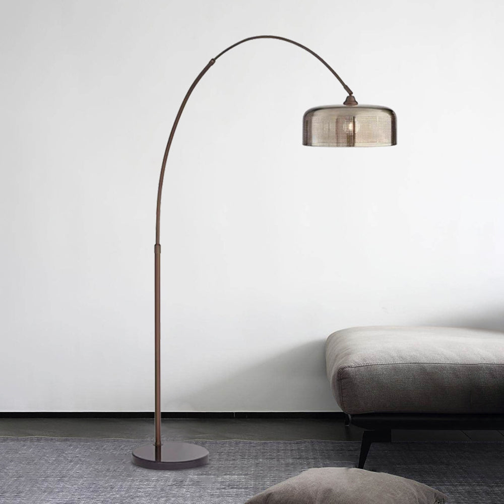 Hailie Retro Brown Curved Floor Lamp, Metal - Neutral Decor