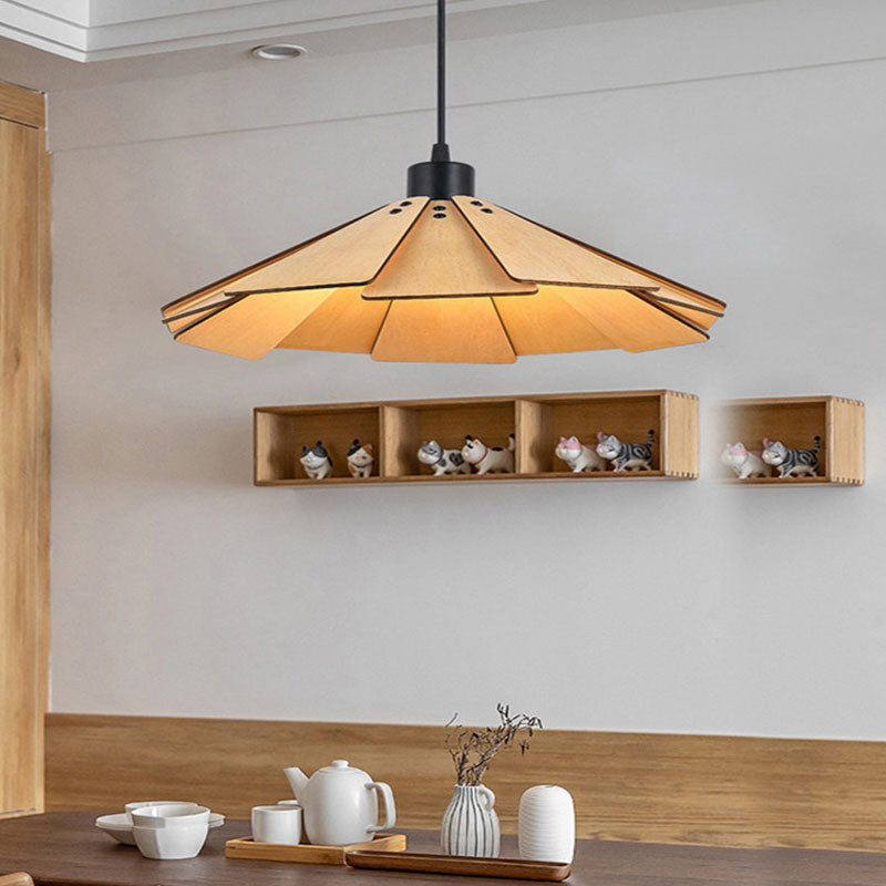 Arisha Retro Pendant Light, Metal & Wood - Neutral Decor